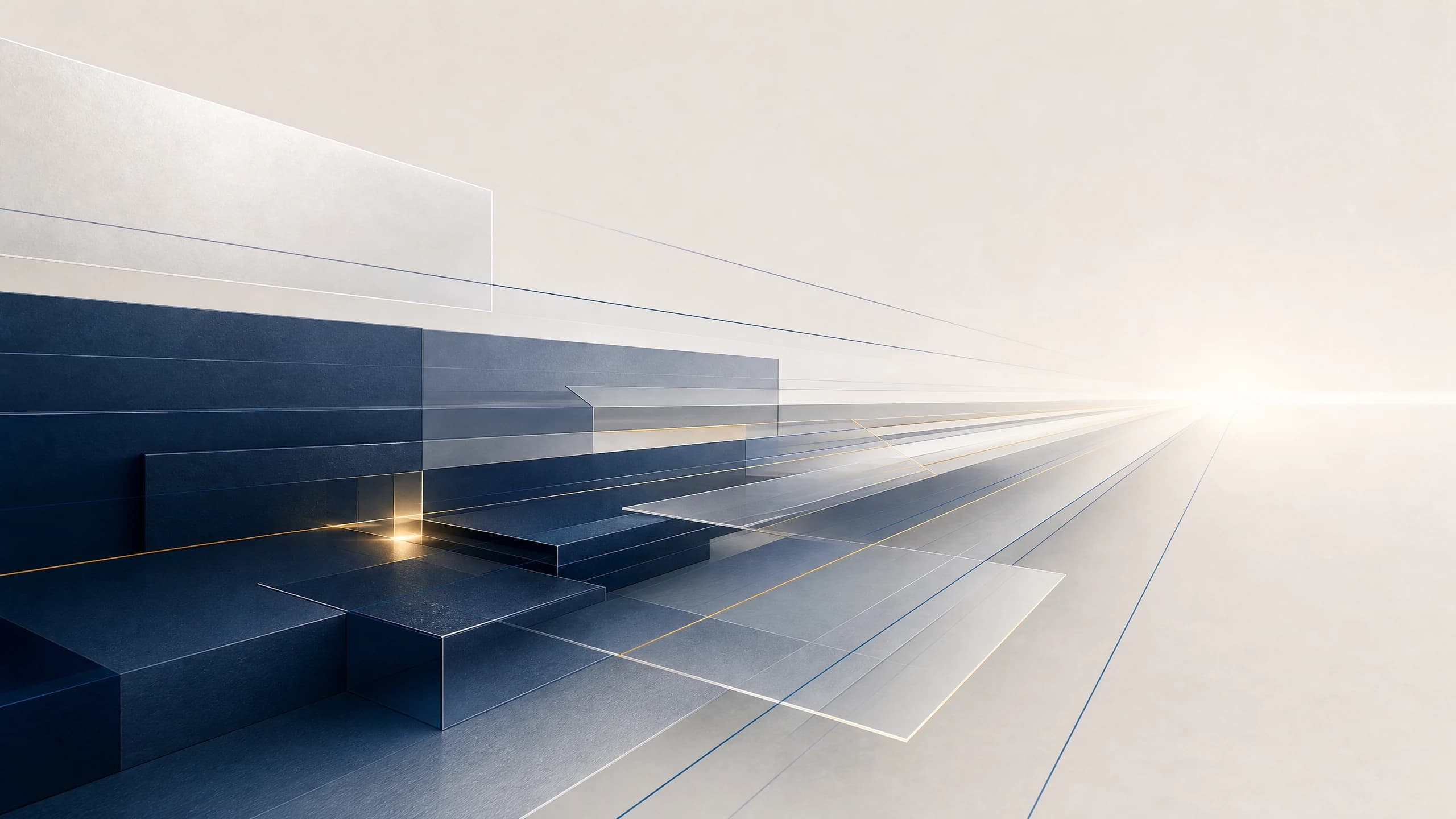 Composición geométrica abstracta de expansión y proyección hacia el futuro