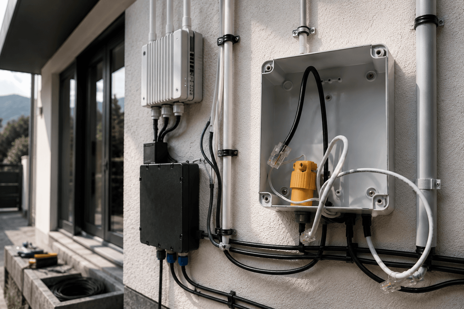 Instalación de infraestructura de red con gabinete, cableado y equipos de conectividad